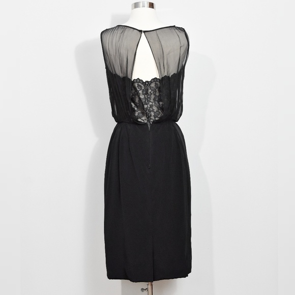 Vintage 50s/60s Black Illusion Wiggle Dress - Picture 4 of 8